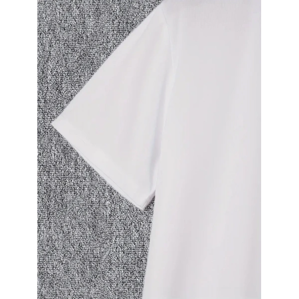 Biçomi Baskılı Oversize Bisiklet Yaka T-shirt - Beyaz