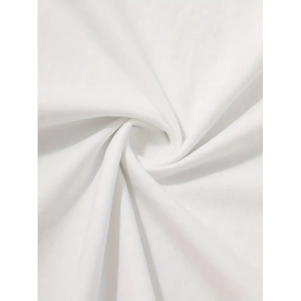 Biçomi Baskılı Oversize Bisiklet Yaka T-shirt - Beyaz