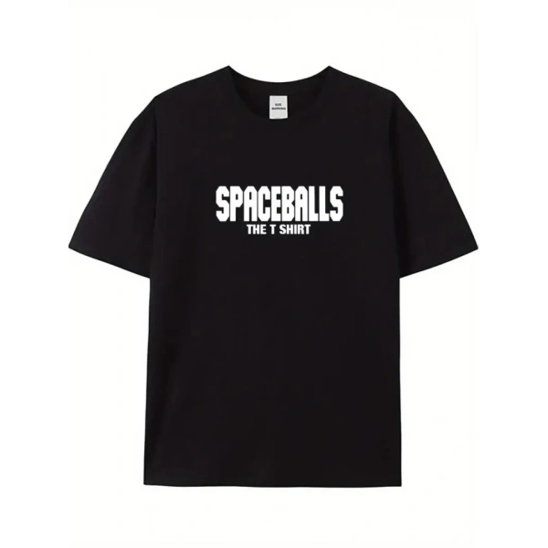 Biçomi Baskılı Oversize Bisiklet Yaka T-shirt - Siyah