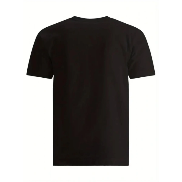 Biçomi Baskılı Oversize Bisiklet Yaka T-shirt - Siyah