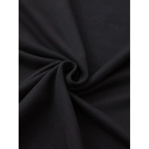 Biçomi Baskılı Oversize Bisiklet Yaka T-shirt - Siyah