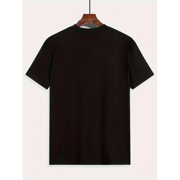 Biçomi Baskılı Oversize Bisiklet Yaka T-shirt - Siyah