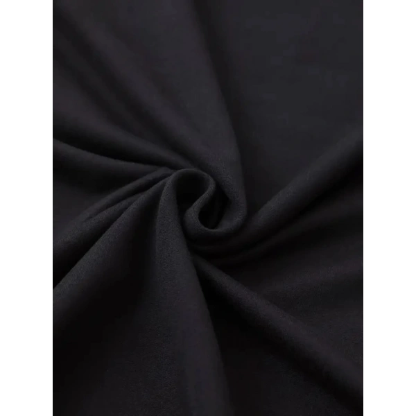 Biçomi Baskılı Oversize Bisiklet Yaka T-shirt - Siyah