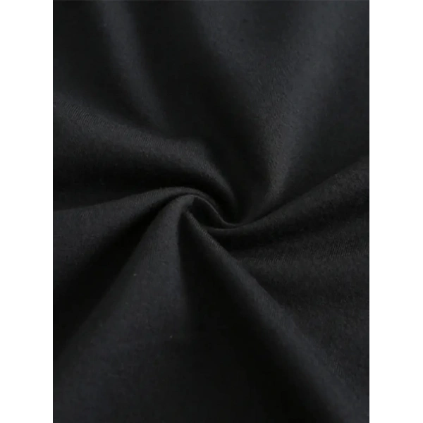 Biçomi Baskılı Oversize Bisiklet Yaka T-shirt - Siyah