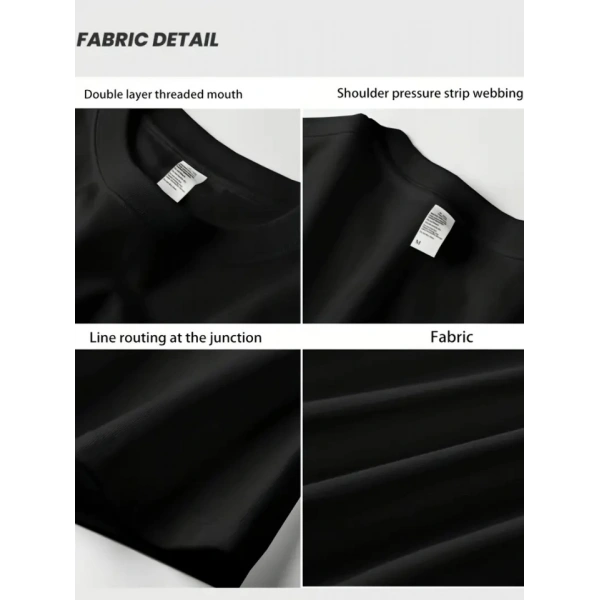 Biçomi Baskılı Oversize Bisiklet Yaka T-shirt - Siyah