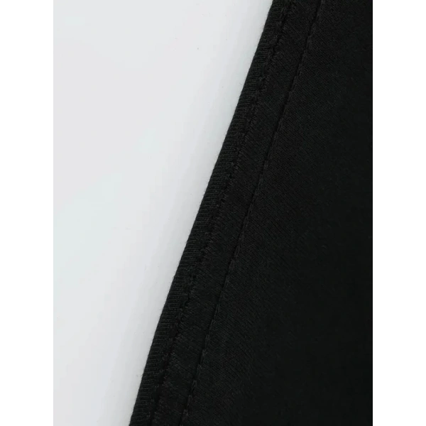 Biçomi Baskılı Oversize Bisiklet Yaka T-shirt - Siyah