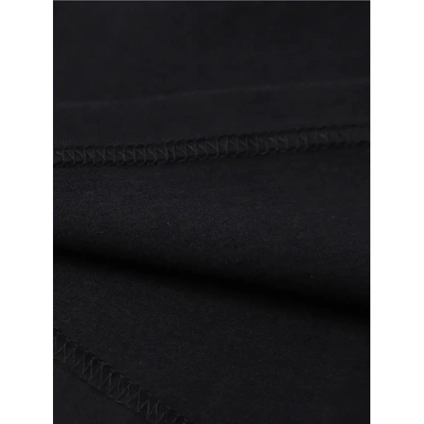 Biçomi Baskılı Oversize Bisiklet Yaka T-shirt - Siyah
