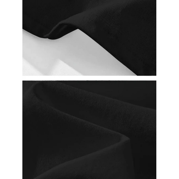 Biçomi Baskılı Oversize Bisiklet Yaka T-shirt - Siyah