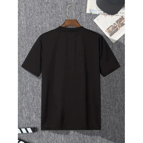 Biçomi Baskılı Oversize Bisiklet Yaka T-shirt - Siyah