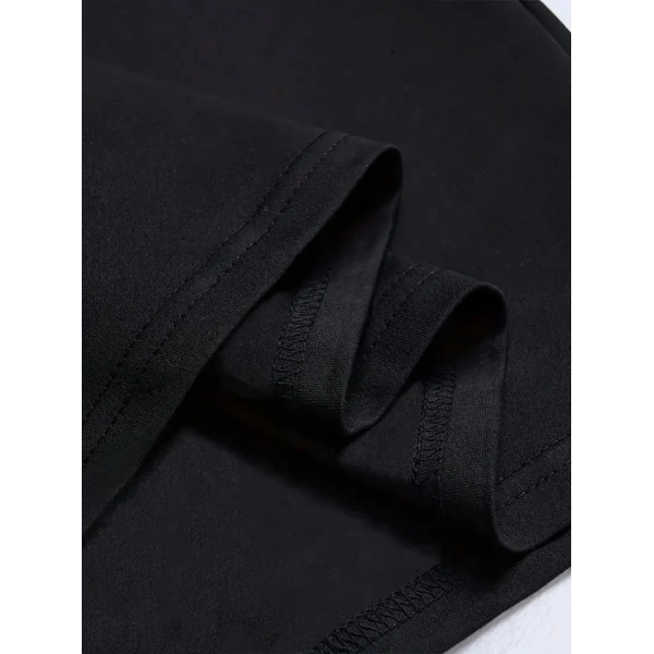 Biçomi Baskılı Oversize Bisiklet Yaka T-shirt - Siyah
