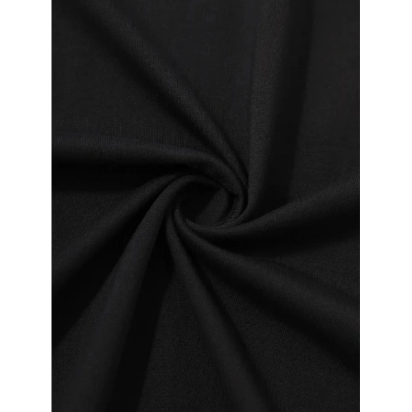 Biçomi Baskılı Oversize Bisiklet Yaka T-shirt - Siyah