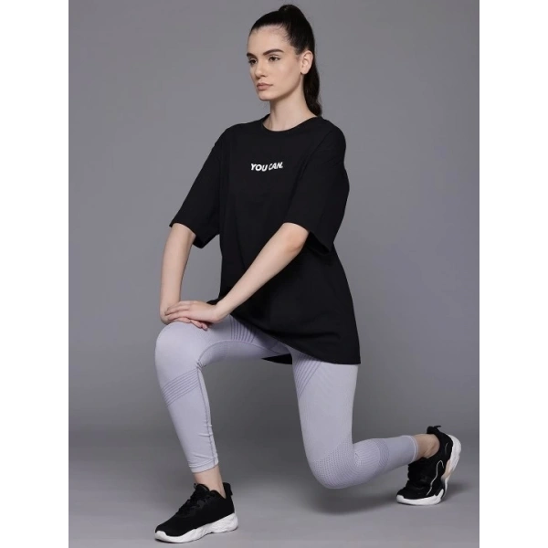 Biçomi Baskılı Oversize T-shirt - Siyah