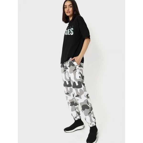 Biçomi Baskılı Oversize T-shirt - Siyah