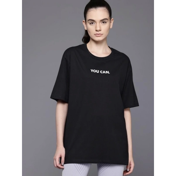 Biçomi Baskılı Oversize T-shirt - Siyah