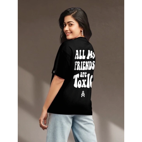 Biçomi Baskılı Oversize T-shirt - Siyah