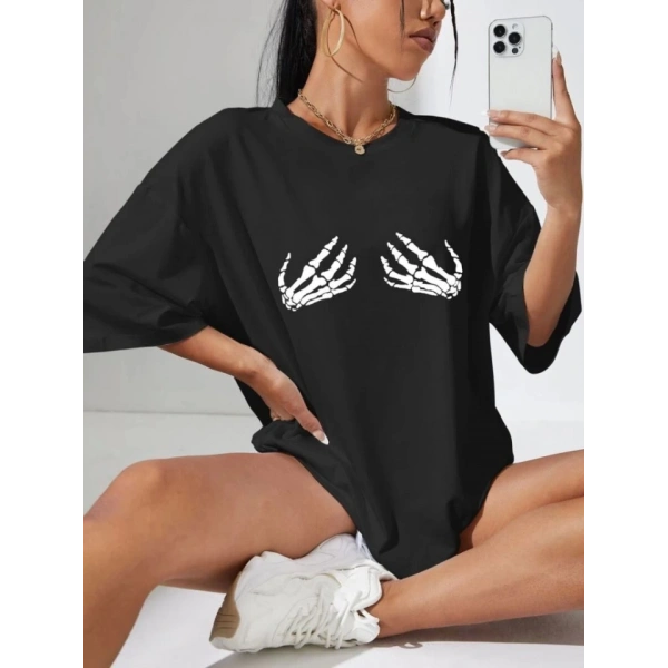 Biçomi Baskılı T-shirt - Siyah