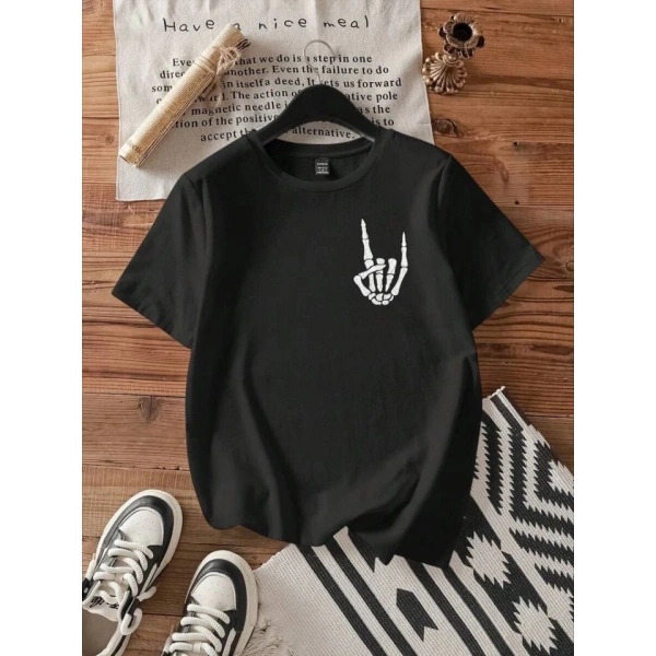 Biçomi Baskılı T-shirt - Siyah