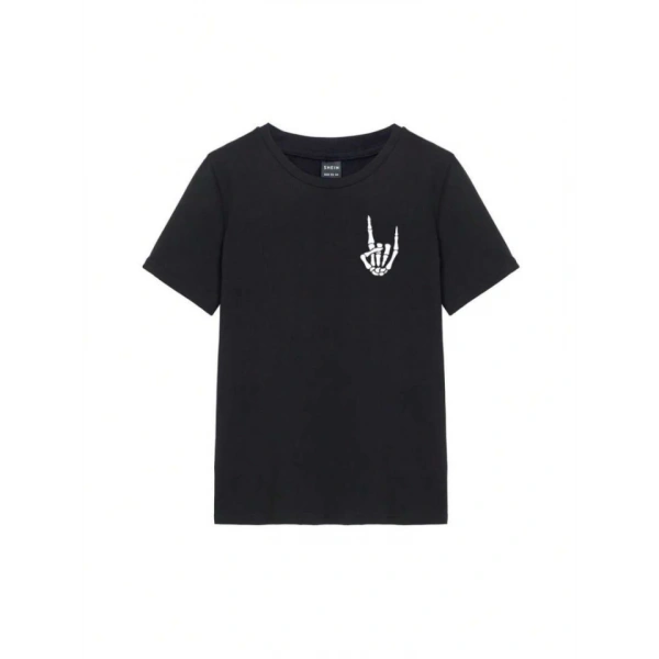 Biçomi Baskılı T-shirt - Siyah