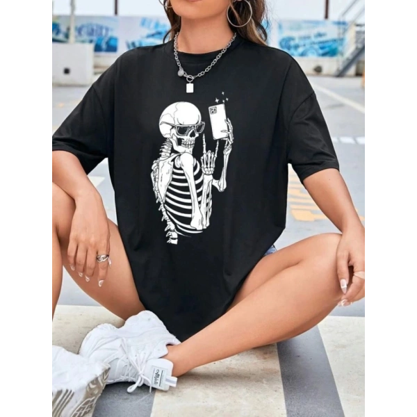 Biçomi Baskılı T-shirt - Siyah