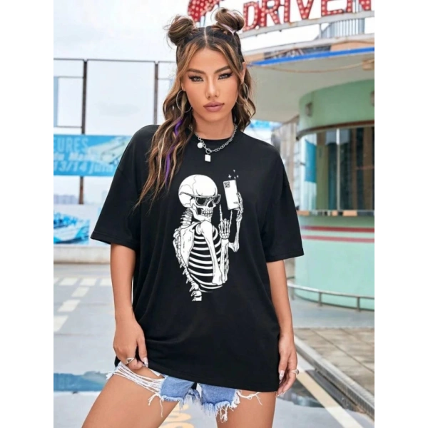 Biçomi Baskılı T-shirt - Siyah