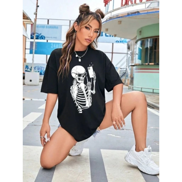 Biçomi Baskılı T-shirt - Siyah