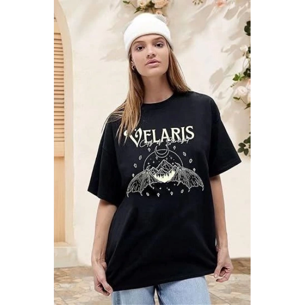 Biçomi Bisiklet Yaka Baskılı T-shirt - Siyah