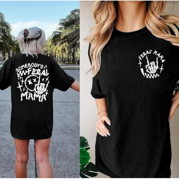 Biçomi Bisiklet Yaka Baskılı T-shirt - Siyah