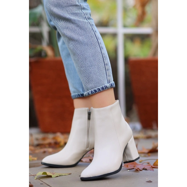 BİÇOMİ Biya Bej Cilt Topuklu Bot