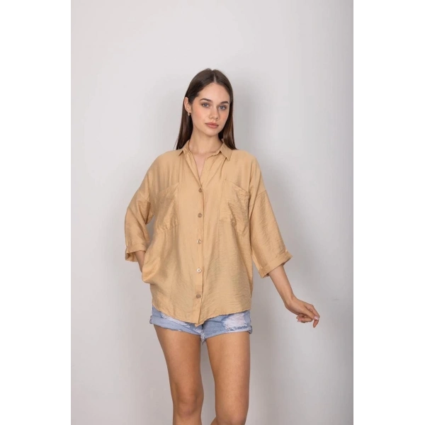 BİÇOMİ Cepli salaş gömlek t1010