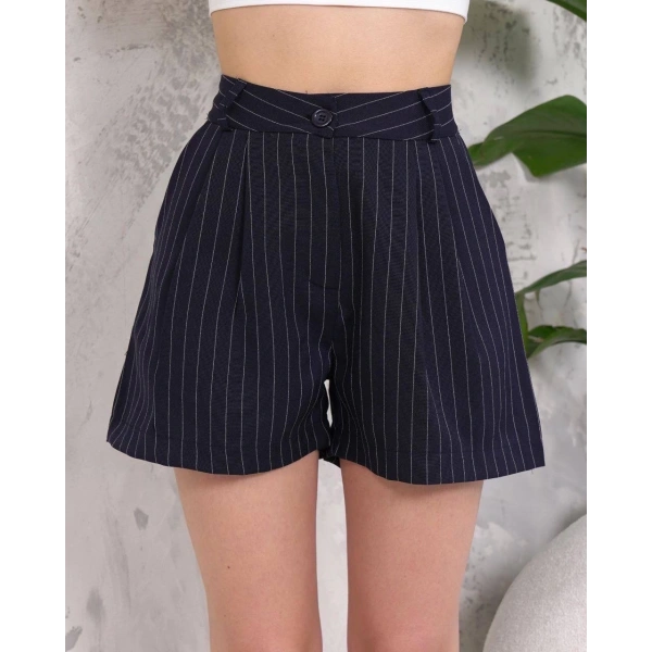 BİÇOMİ Çizgili düğmeli şort siyah s2551251