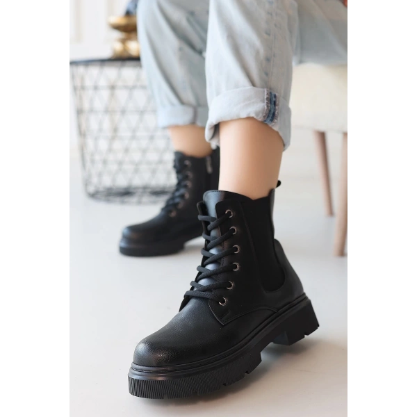 BİÇOMİ Daum Siyah Cilt Bağcıklı Bot