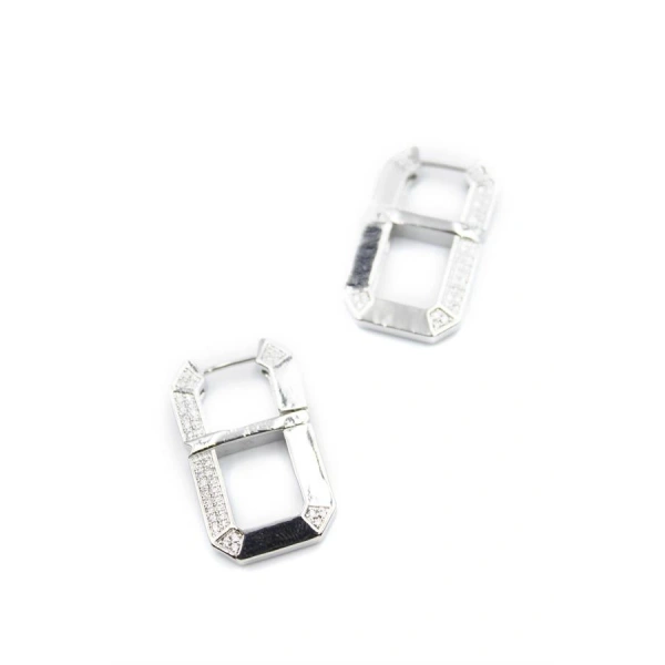 biçomi Dikdörtgen Küpe - Gümüş