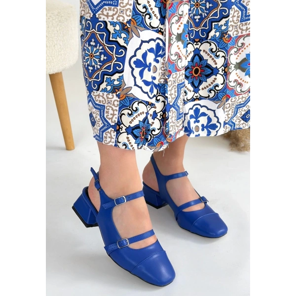 BİÇOMİ Doran Mavi Cilt Topuklu Ayakkabı