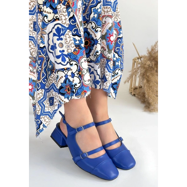 BİÇOMİ Doran Mavi Cilt Topuklu Ayakkabı