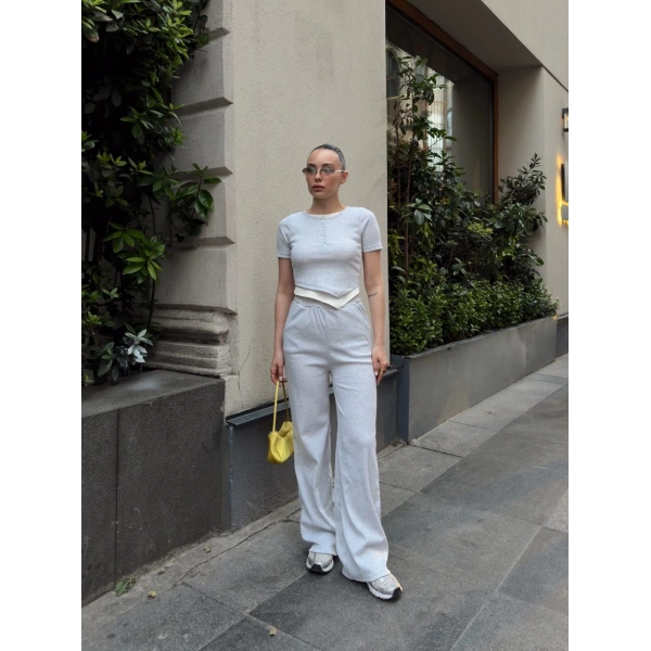 BİÇOMİ Düğme yakalı gri alt üst takım s3943