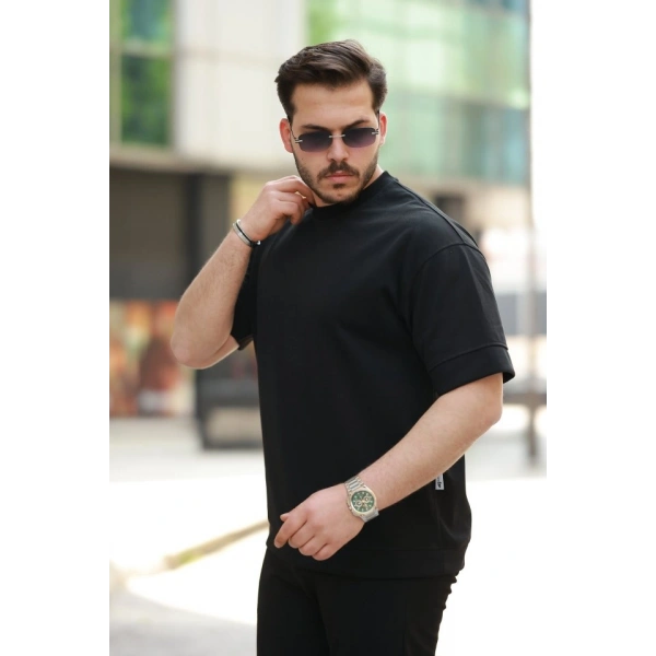 Biçomi Erkek Basic Oversize Double Face Kumaş Kısa Kollu Tshirt