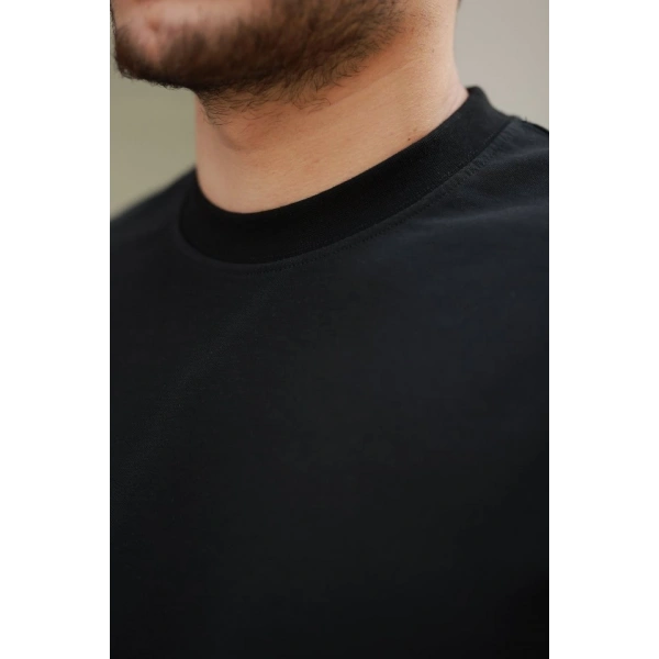 Biçomi Erkek Basic Oversize Double Face Kumaş Kısa Kollu Tshirt