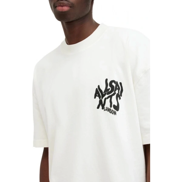 Biçomi Erkek Baskılı Oversize T-shirt - Beyaz