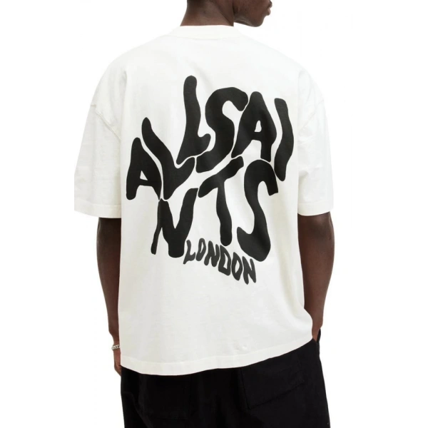 Biçomi Erkek Baskılı Oversize T-shirt - Beyaz