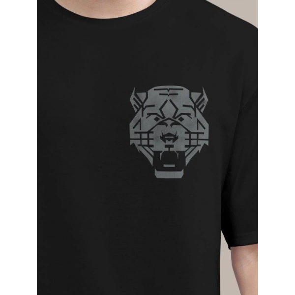 Biçomi Erkek Baskılı Oversize T-shirt - Siyah
