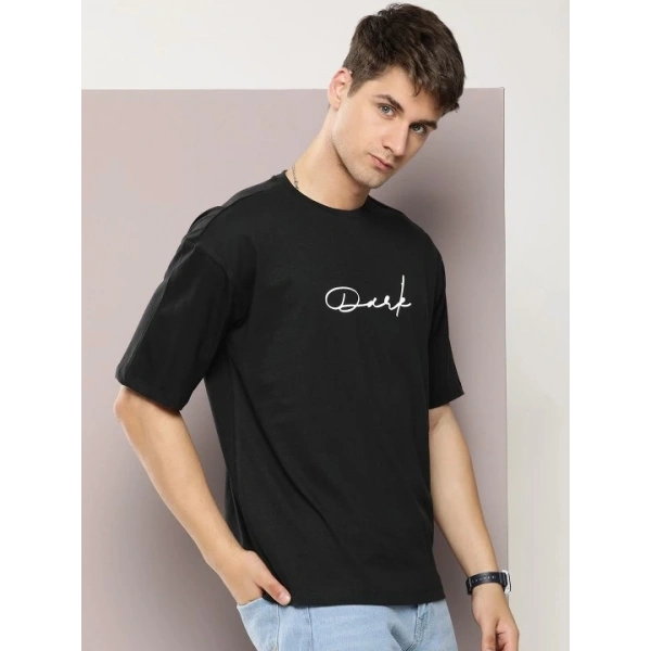 Biçomi Erkek Baskılı Oversize T-shirt - Siyah