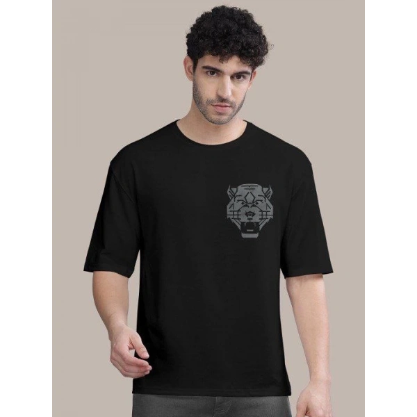 Biçomi Erkek Baskılı Oversize T-shirt - Siyah