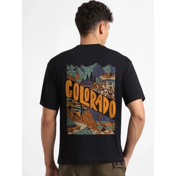 Biçomi Erkek Baskılı Oversize T-shirt - Siyah