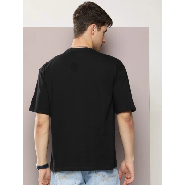 Biçomi Erkek Baskılı Oversize T-shirt - Siyah