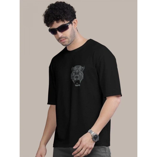 Biçomi Erkek Baskılı Oversize T-shirt - Siyah