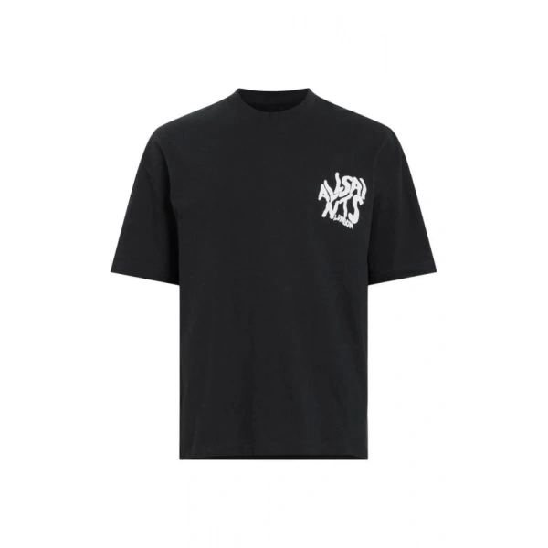 Biçomi Erkek Baskılı Oversize T-shirt - Siyah