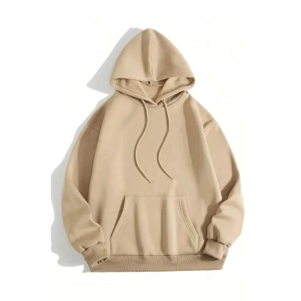 Biçomi Erkek Düz Kapüşonlu Sweat - Bej