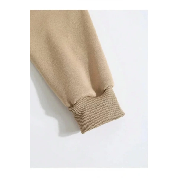 Biçomi Erkek Düz Kapüşonlu Sweat - Bej