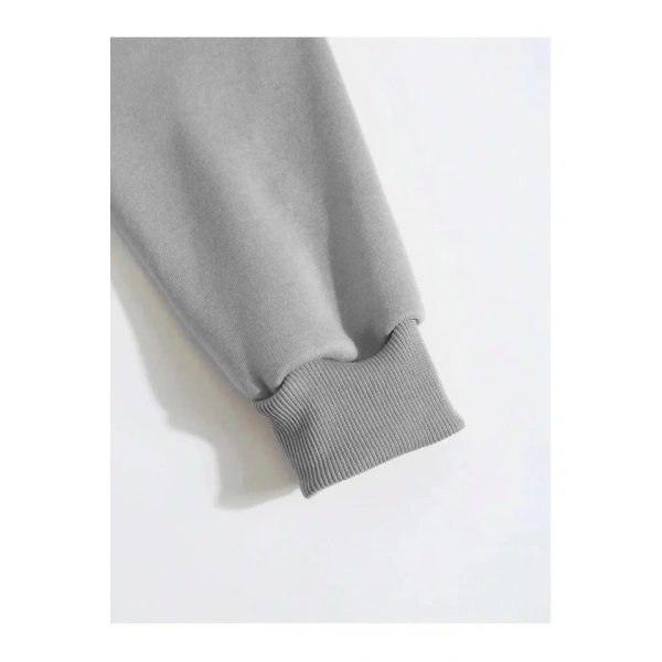 Biçomi Erkek Düz Kapüşonlu Sweat - Boyalı Gri