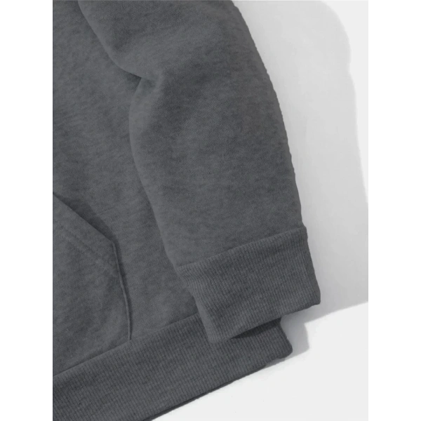 Biçomi Erkek Düz Kapüşonlu Sweat - Füme